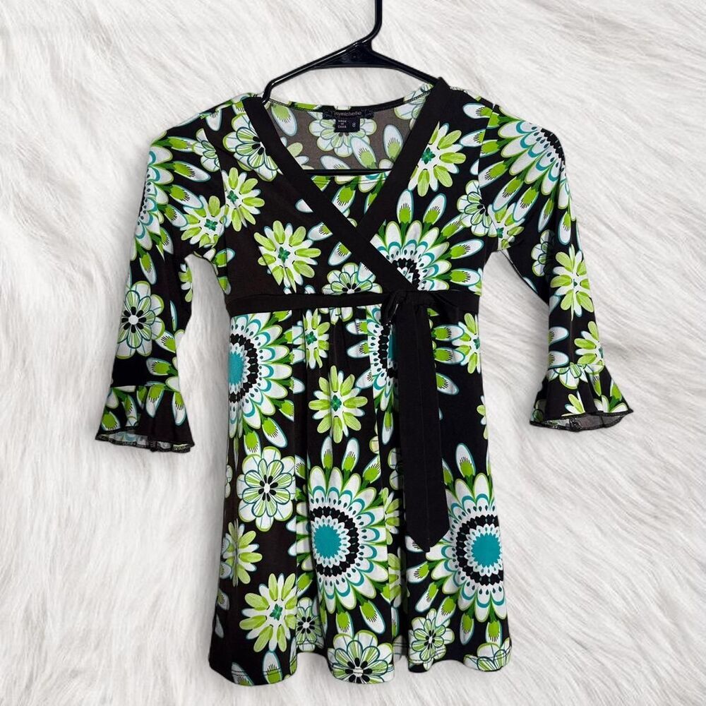 My Michelle Y2K kids green floral babydoll dress cottagecore biker coquette